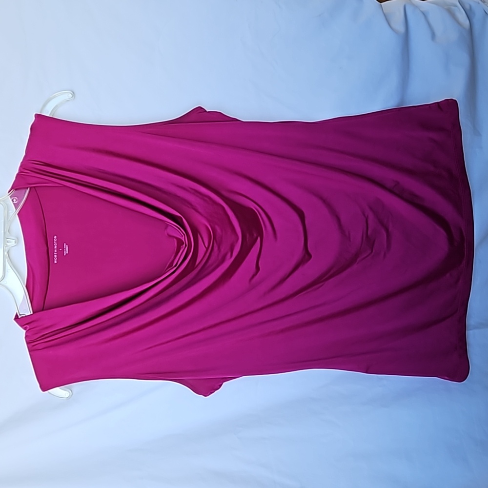 Worthington magenta drape tank top L